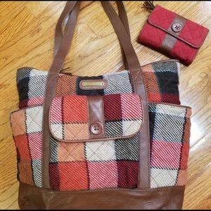 Vera Bradley Plaid Wool Canyon Tote and Wallet